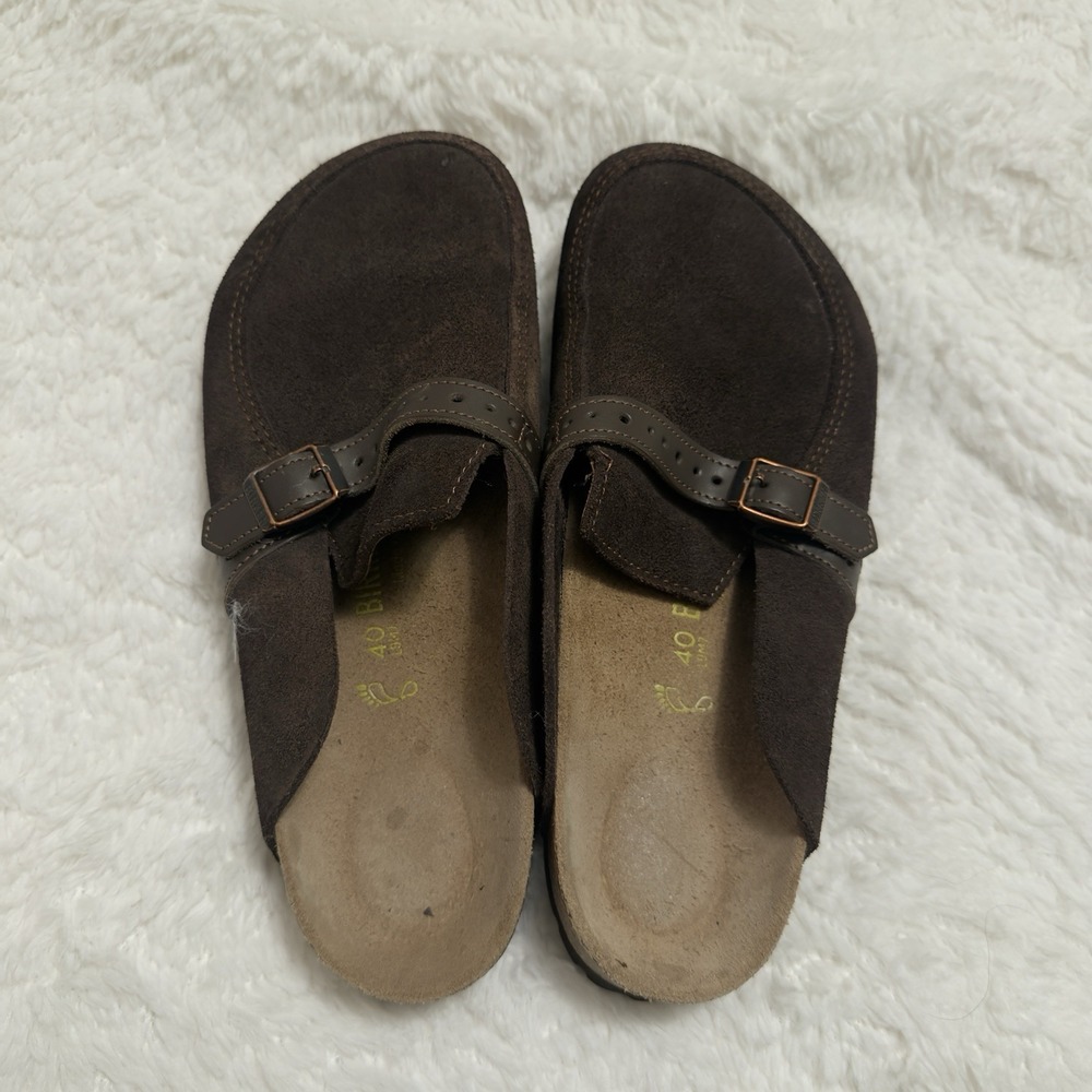 Birkenstock Eaton Leather Suede Color Brown Regular Wide Mens 9 Women 10 - Picture 4 of 6